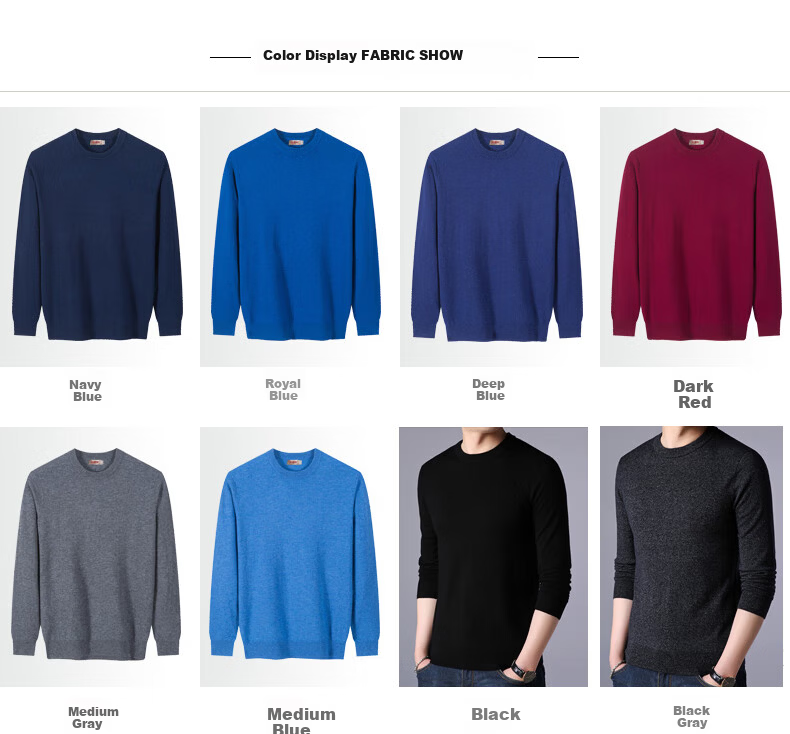 Hengyuanxiang 100% Wool Sweater, Autumn And Winter Round Neck Knit Pullover, Thin Men's Sweater, Medium Gray, L(175) 8