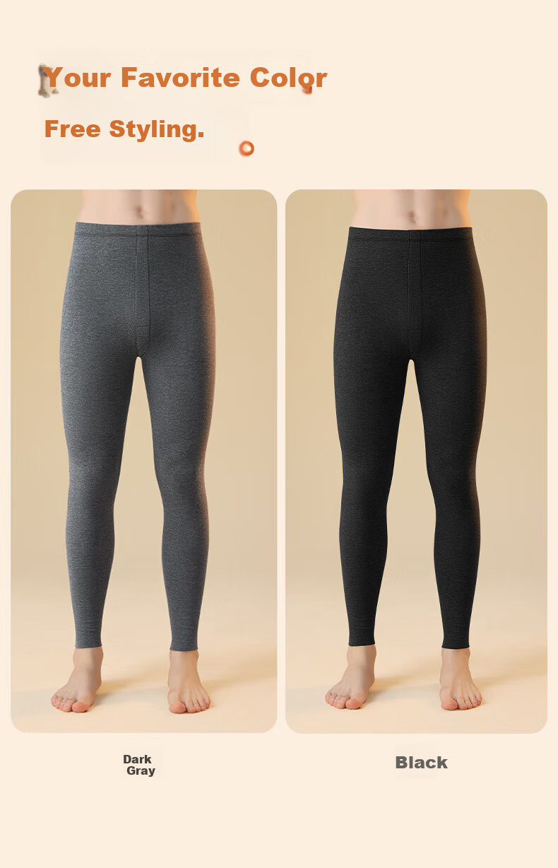 LangSha Men's Thermal Long Johns 2-Pack Wool and Silk Blend, Grade 10 Antibacterial, Anti-Mite, Anti-Static, Fleece-Lined Warm Pants 22