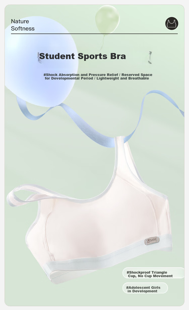 FitonTon 2-Pack Cotton Big Kids Girls Sports Shockproof Thin Developmental Tank Top Bra 2