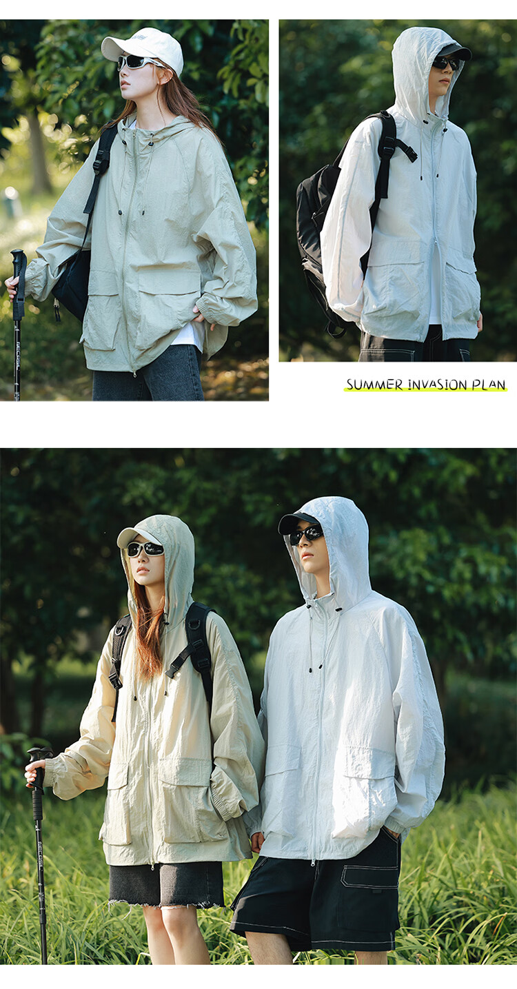 Dingfengbaoluo Outdoor Original Yarn Sun Protection Jacket Summer Cooling Ice Silk Breathable Quick-Dry Sports Casual Coat DLY18 Seafoam Green 2XL 14