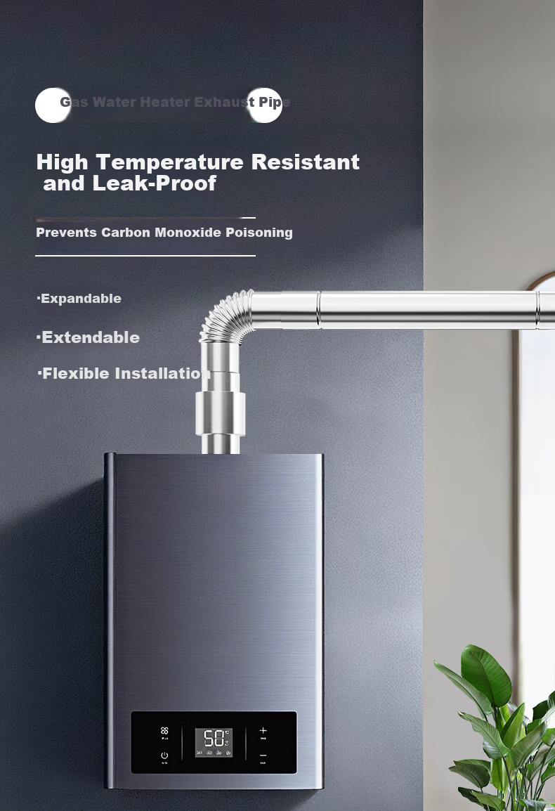 Behind the Scenes Hero Thickened Stainless Steel Exhaust Pipe Gas Water Heater Chimney Outdoor Anti-Backflow Explosion-Proof Universal Accessory [Diameter 60mm Length 50cm] 1