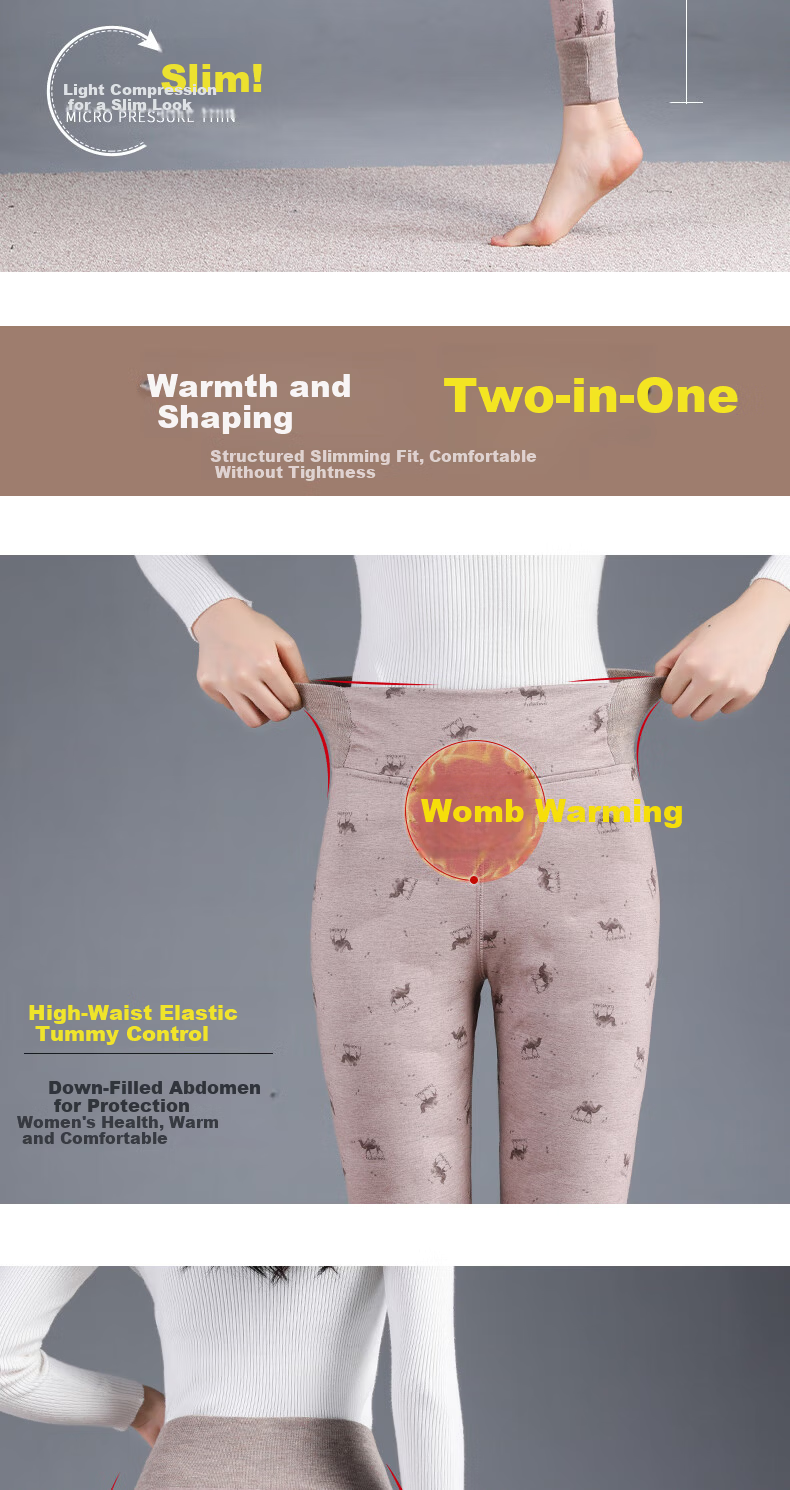 LangSha Women's Inner Lined Down Pants Winter Fleece Thickened Warm High Waist Plus Size Slim Lightweight Northeast Cotton Pants 9