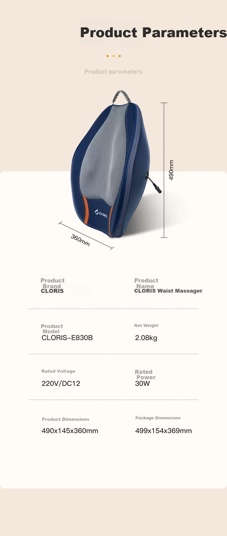 CLORIS Waist Massager Lumbar Spine Massage Cushion Back Massager Kneading Heat Therapy Lumbar Muscle Strain Massager Gift for Parents and Wife E830B 17