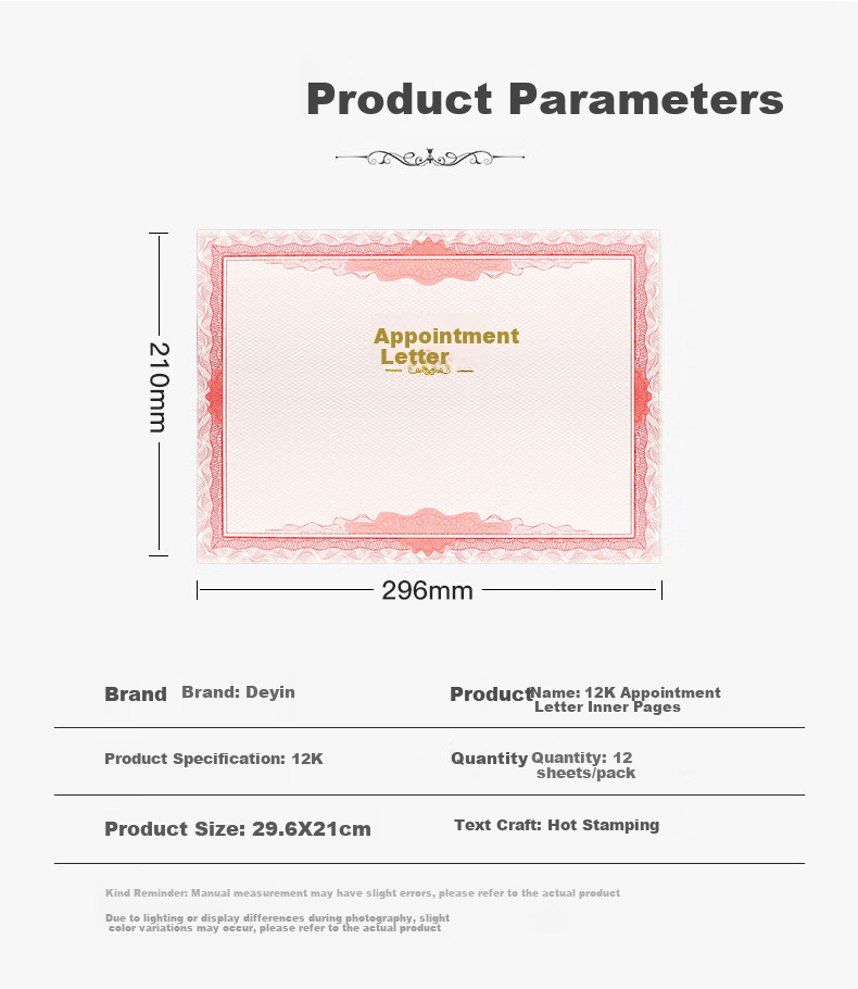 Befon 8k Appointment Letter Inner Pages, Appointment Certificate Award Certificate Inner Pages, Company Enterprise Appointment Certificate, Includes Printable Inner Pages, Stationery, 12 Sheets 6495 3