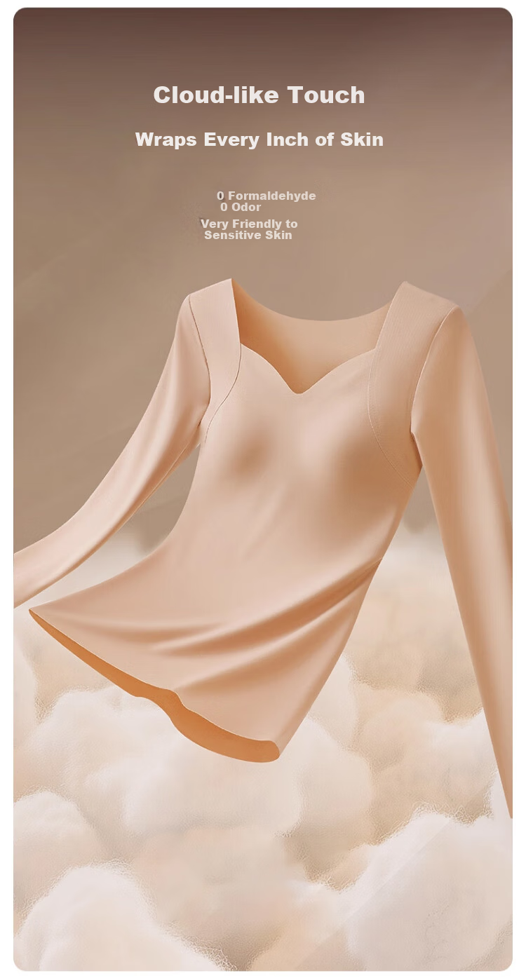 GRACEWELL Seamless Foundation Liquid Thermal Underwear for Women with Chest Pad, Bra-Free, 7A Antibacterial Skin-Enhancing Base Layer Autumn Shirt 4