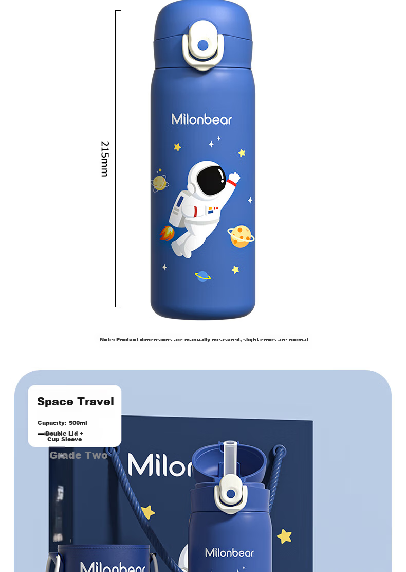 Milun Bear Kids Insulated Water Bottle Elementary School Student Water Cup High-Value Portable Straw Cup for Boys and Girls Kindergarten School Use 14