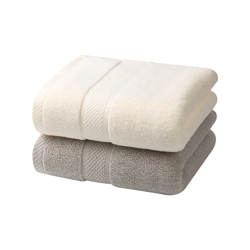 MINISO 7A Antibacterial Pure Cotton Face Towels, Household Facial Towels, Xinjiang Cotton, Absorbent, Soft, Skin-friendly, Light Gray + Beige, 2 Pieces
