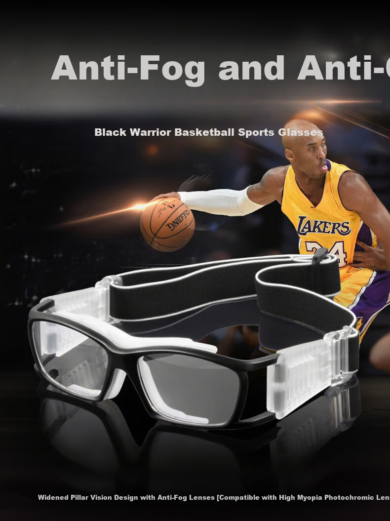 Kaperni Professional Basketball Sports Glasses Prescription Compatible Anti-Collision Anti-Fog Ultra-Light Protective Goggles for Basketball and Soccer with Anti-Drop Design 3