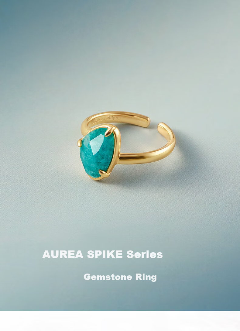 Amber Lollipop Amazonite Adjustable Open Ring for Women, Birthday and Mother's Day Gift for Mom and Wife 2