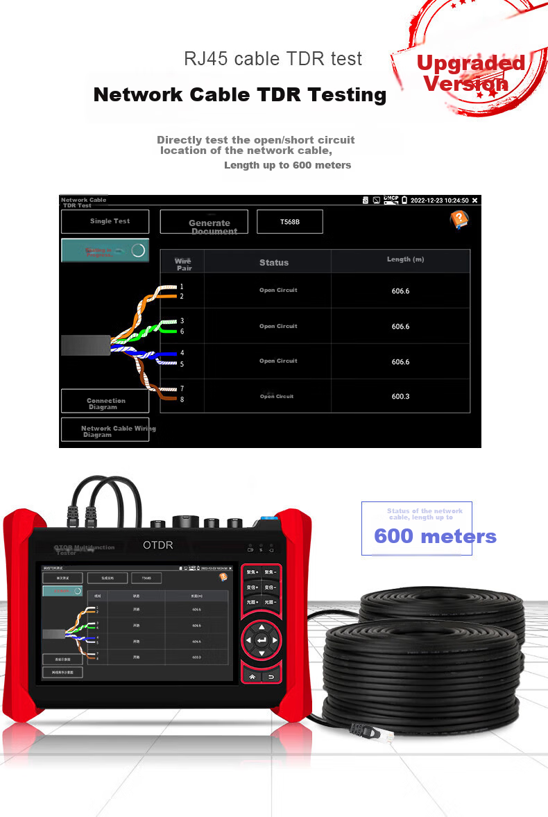 Wanglu Tong OTDR Engineering Multi-Function Fiber Optic Fault Locator Comprehensive Tester Cable Fault Breakpoint Optical Time Domain Reflectometer MT-6510 (1310/1550) 28|26dB 18