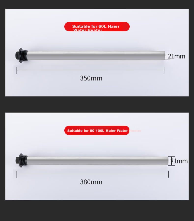 Beishi Magnesium Anode Rod for Haier Electric Water Heater, Universal 300mm Length, Suitable for 40L/50L/60L/65L/80L/100L Models, Anti-Scale and Sediment Removal 2