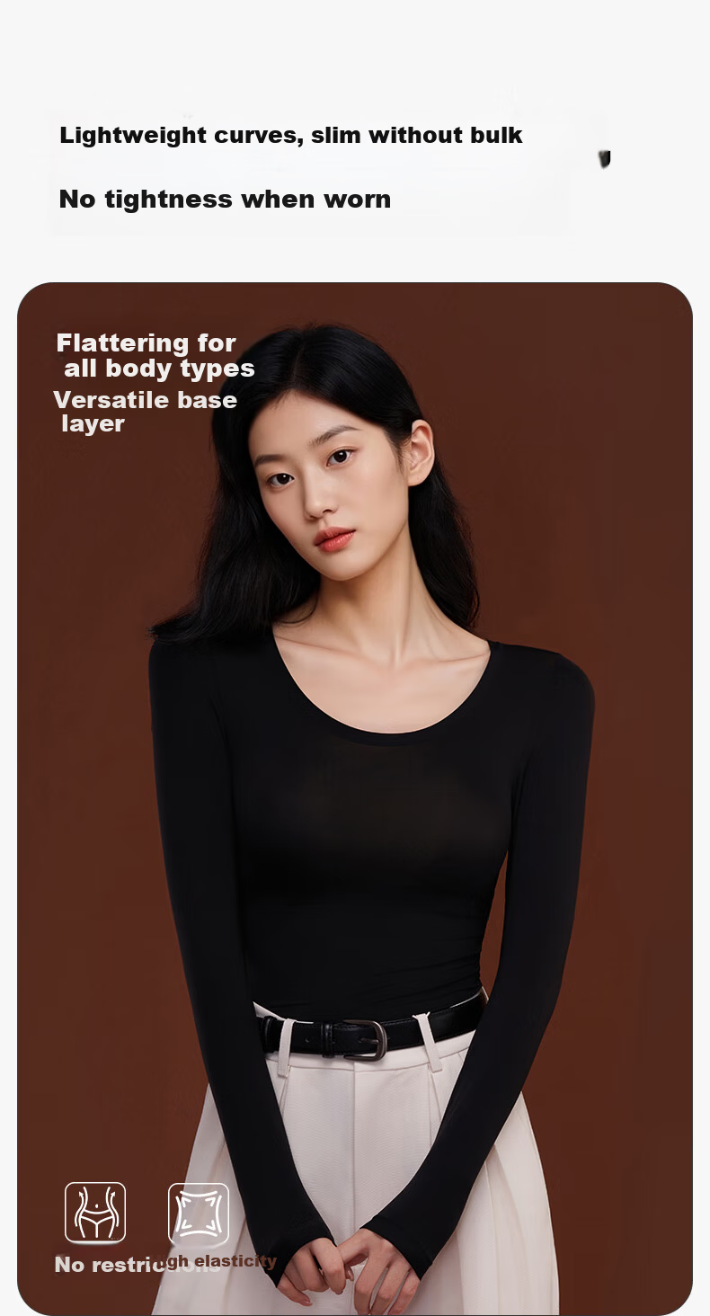 Herbal Original Skin Women's Thermal Underwear Set Autumn Top and Bottom Hyaluronic Acid Ultra-Thin Invisible Seamless Skin Care Shirt 7