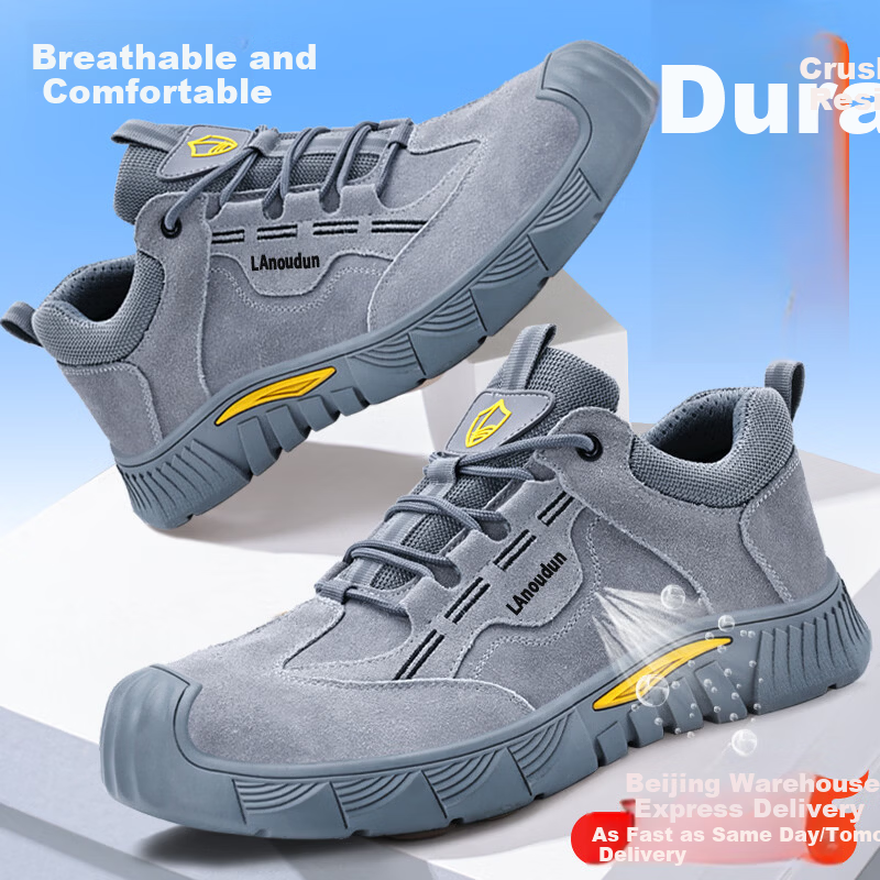 BlueOwlShield Men's Summer Breathable Welding Work Safety Shoes Anti-Scald Anti-Smash Steel Toe Anti-Puncture Non-Slip Work Shoes D0266N-1 Size 44