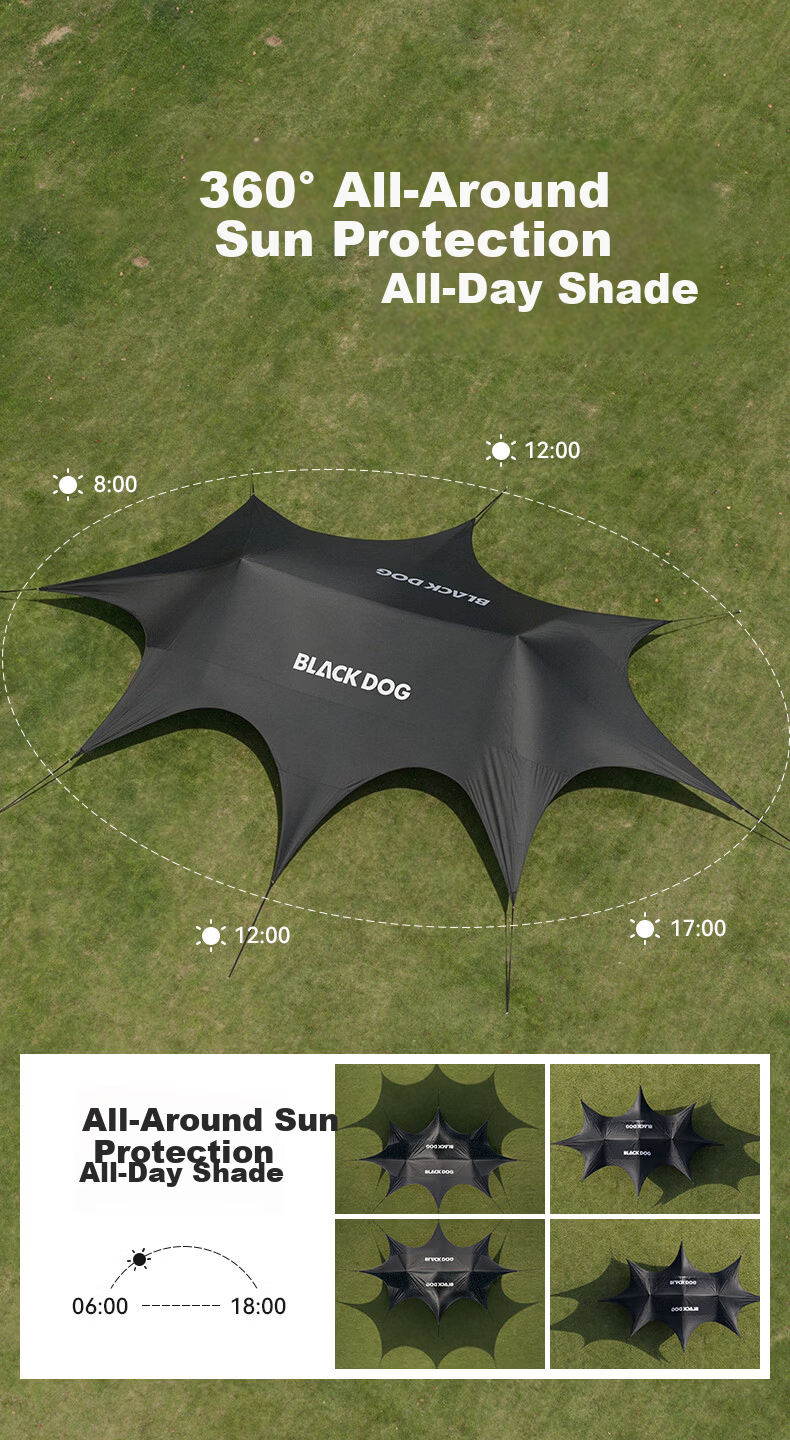 Black Dog Titanium Black Vinyl Canopy Windless Outdoor Camping Tent Sunshade Rainproof Shelter Medium 26㎡ 13