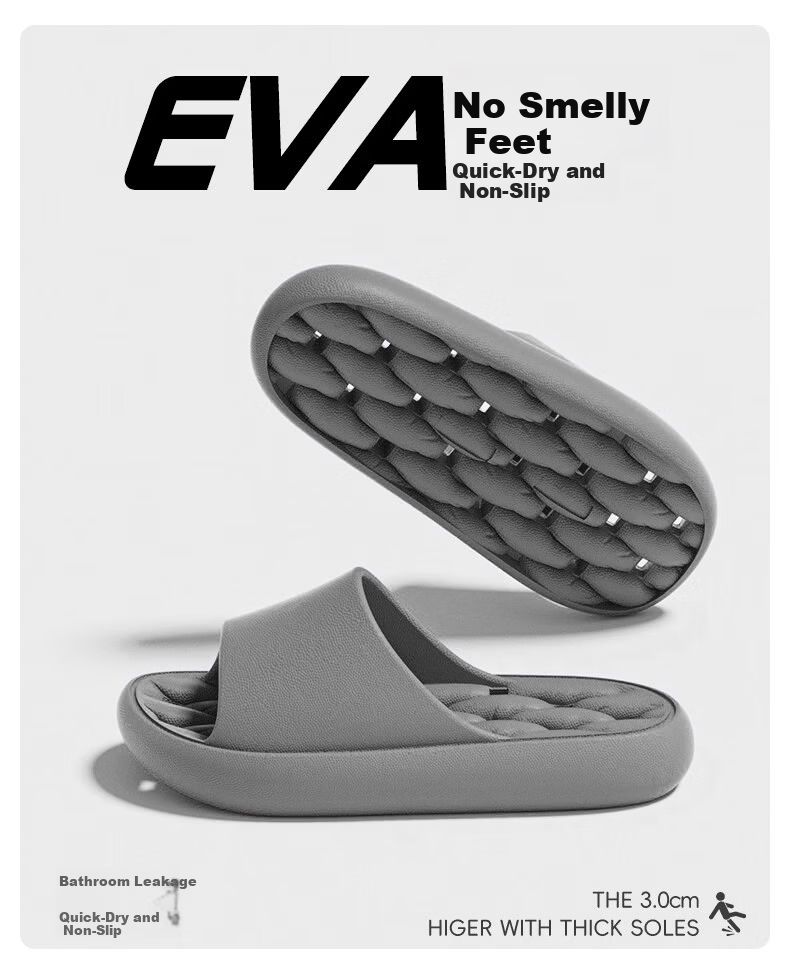 Ganmai Bathroom Leakproof Slippers for Men Indoor Home Non-Slip Quick-Dry EVA Hollow Out Sandals Gray Size 40-41 4