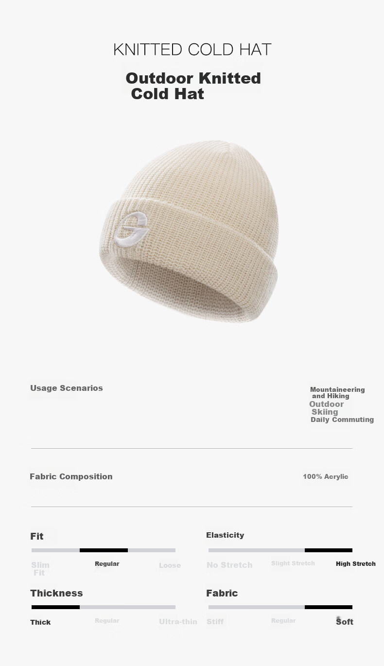 GOLOVEJOY Knit Cap Cold Weather Hat Women's Spring Men's Warm Thin Windproof Outdoor Hiking Mountaineering Beanie Black 2
