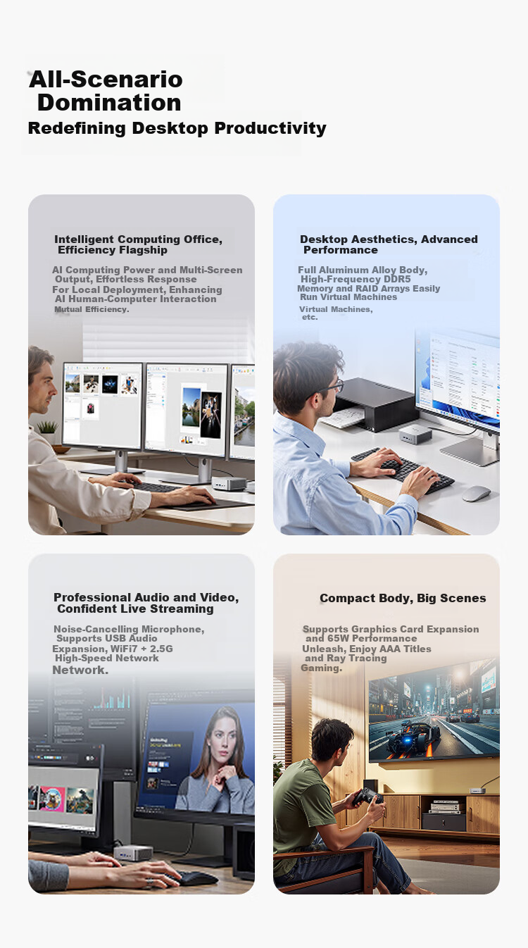 Mingfan M1 Pro-285H Core Ultra9 285H Mini PC AI Gaming Office Design Mini Desktop High-Performance Computer 32GB+1TB 5