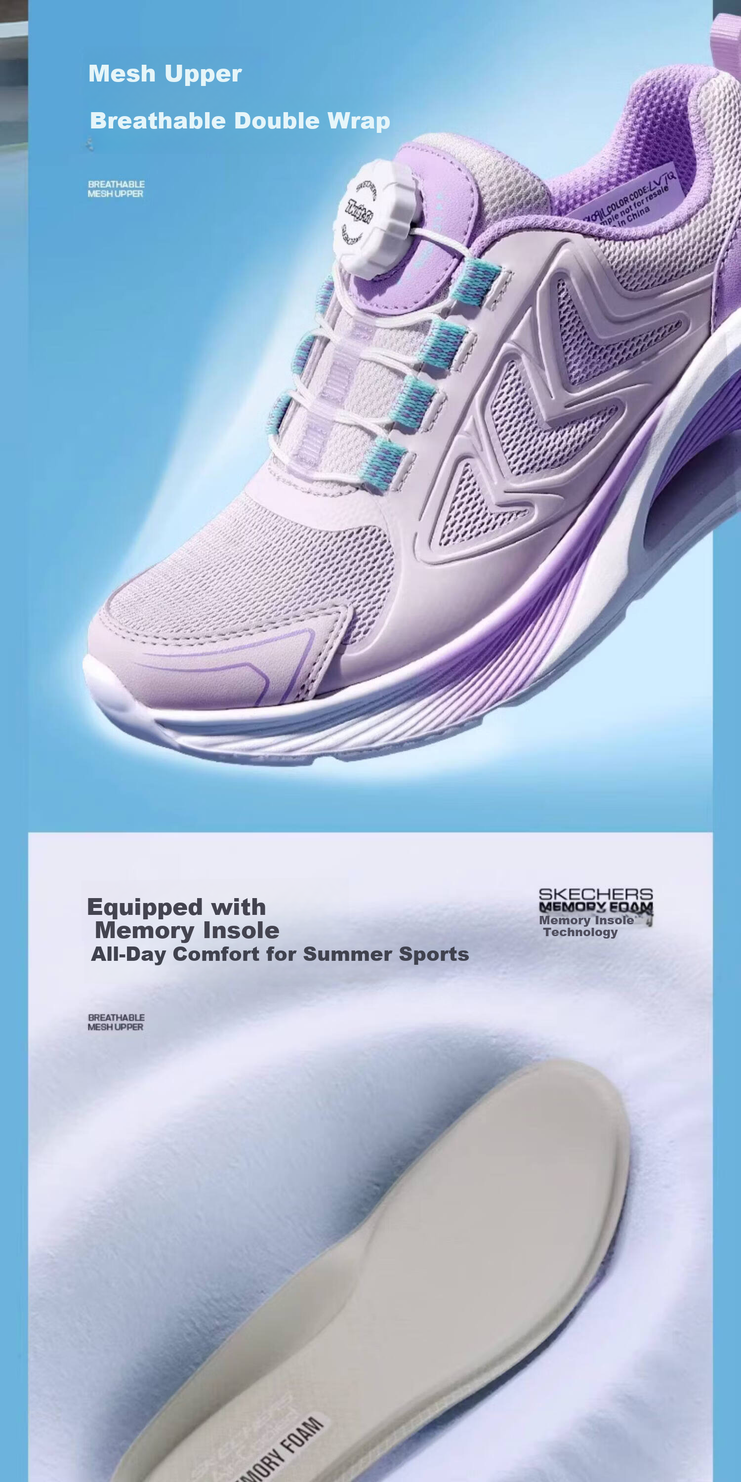 Skechers Kids Wind Valley Lightweight Shock Absorption Spring Girls Non-Slip Wear-Resistant Knob Sports Shoes 319091L 12