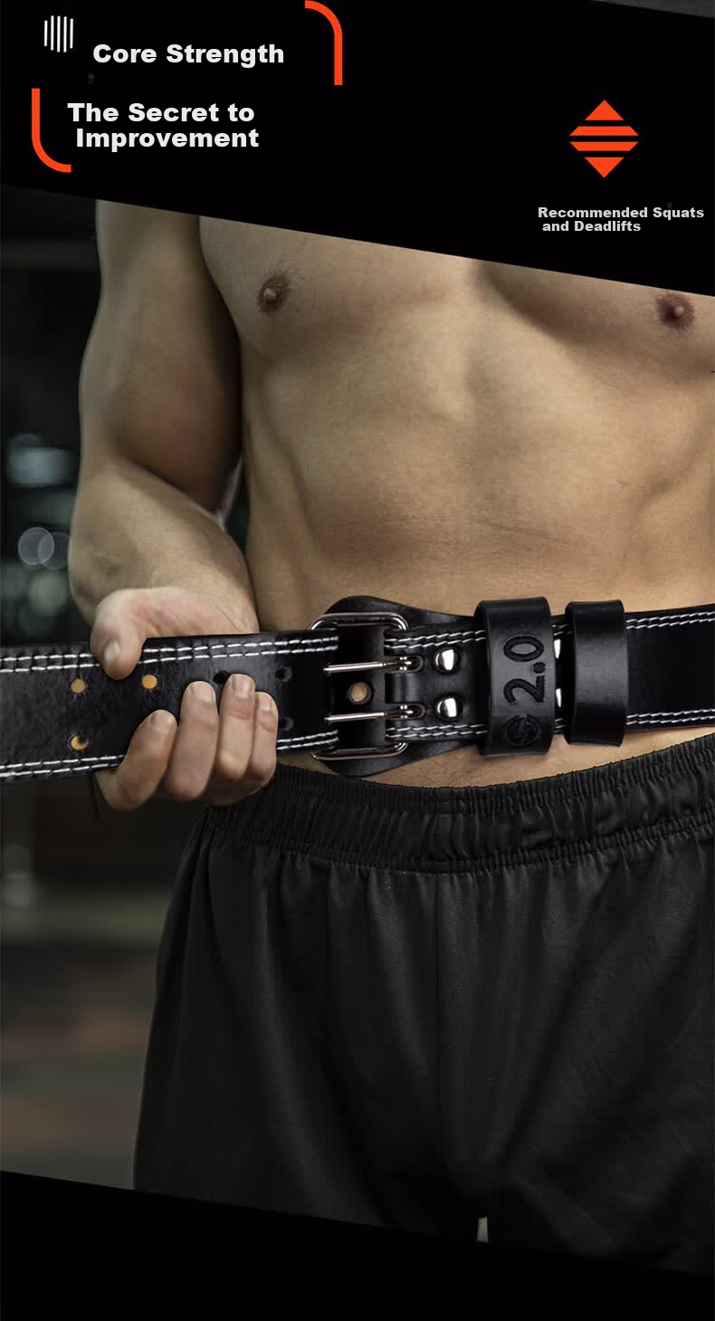 GINGPAI SPORT Leather Fitness Belt Squat Deadlift Protective Waistband Men's Professional Training Weightlifting Powerlifting Gray Purple Narrow L 7