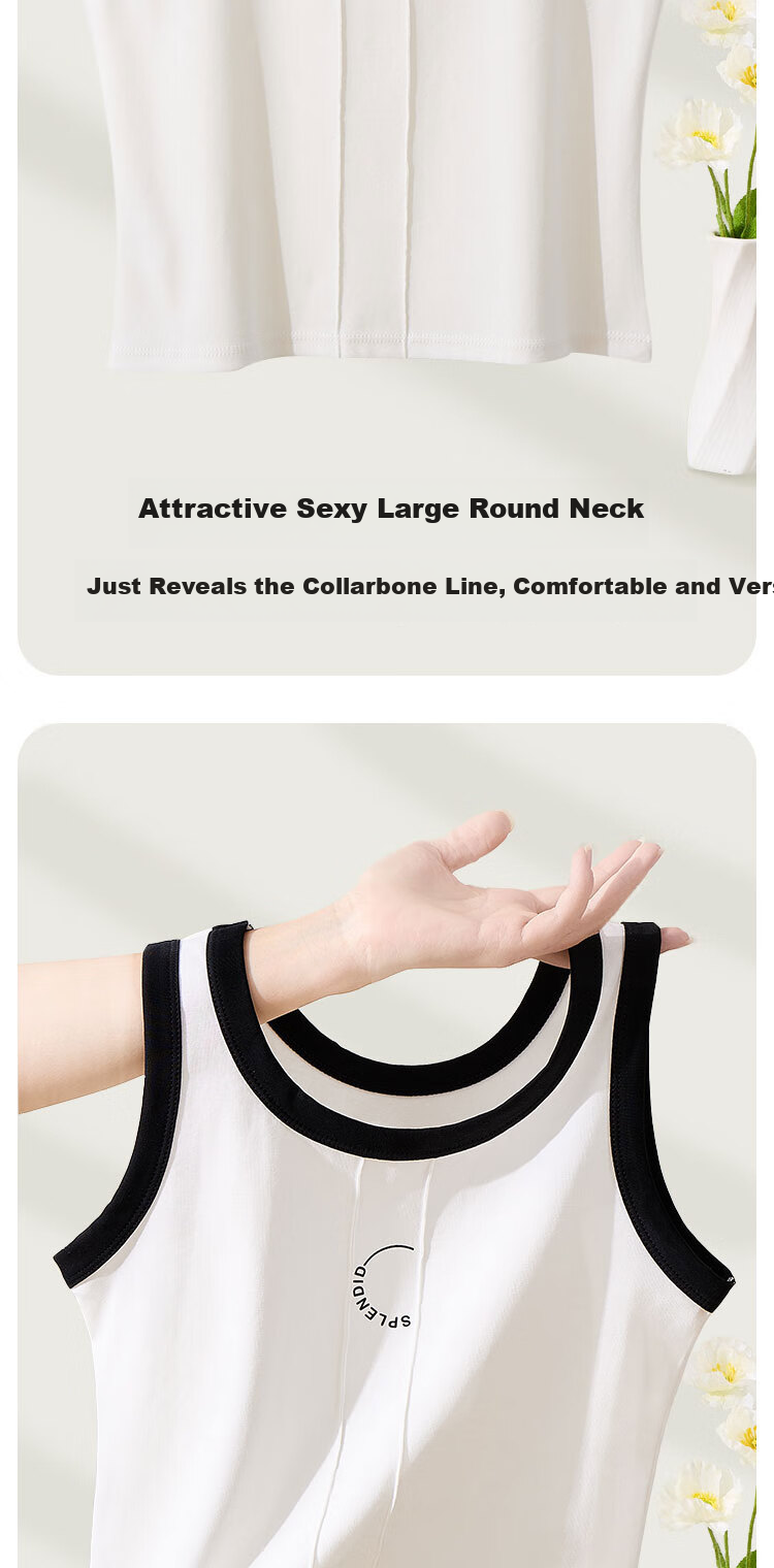 MiiOW Colorblock Vertical Stripe Women's Camisole Spring Autumn Base Layer Top Black and White Print White 5