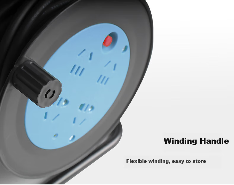 Kyfen Mini Portable Household Cable Reel Power Strip with 4 Outlets, Overheat Protection, 10 Meters Long Cord 5
