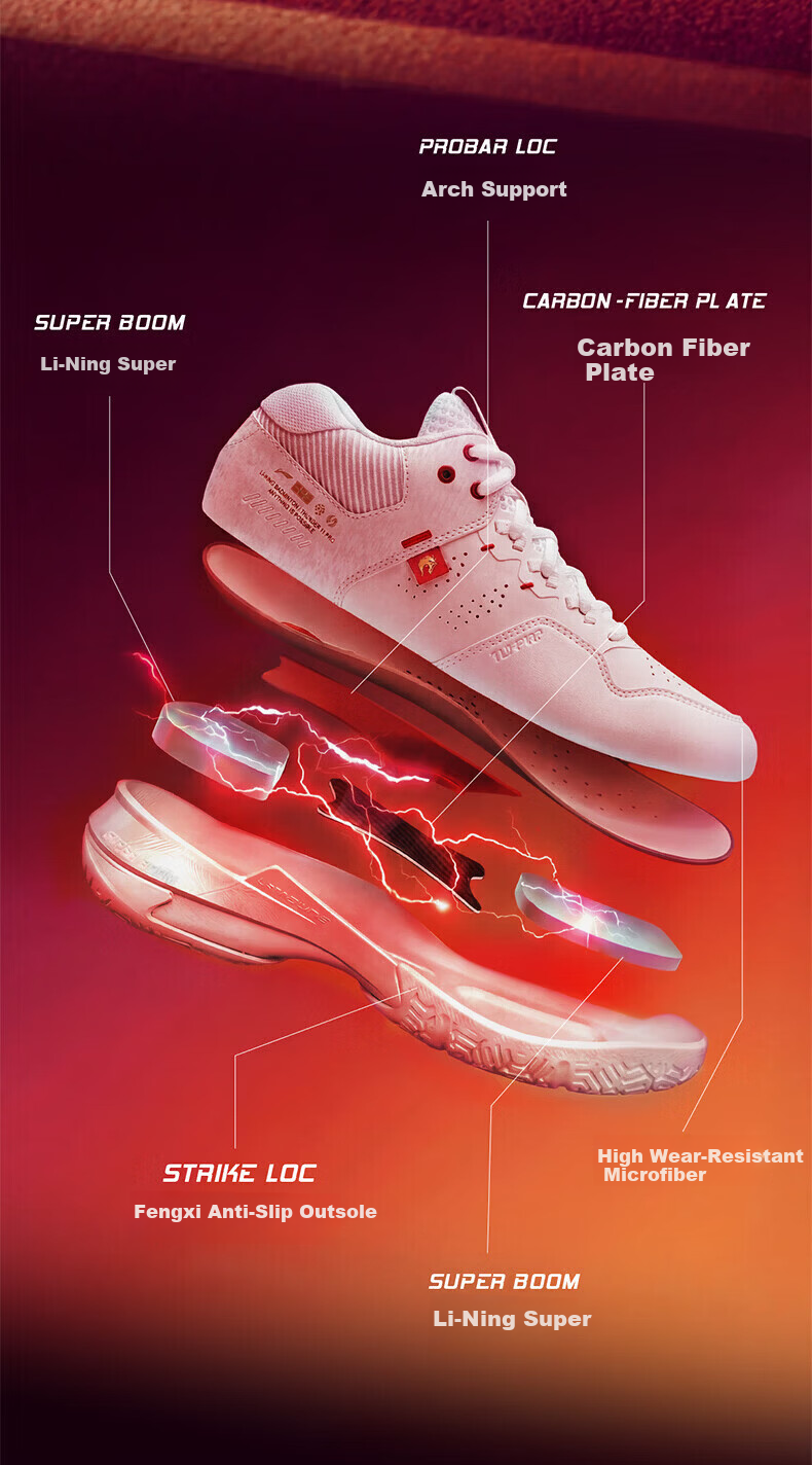 LI-NING Badminton Shoes Thunder 2 Pro Standard White/Pink AYAW001-3 Size 37 2