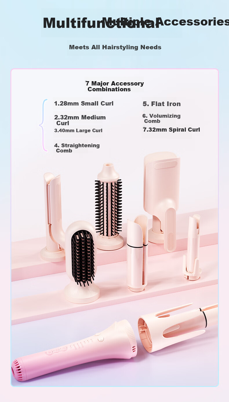 MinHuang [Second Generation Cold Air Multi-In] Curling Iron, Automatic Multi-In with Replaceable Heads, Fully Automatic Curling And Straightening Tool, 32MM 8