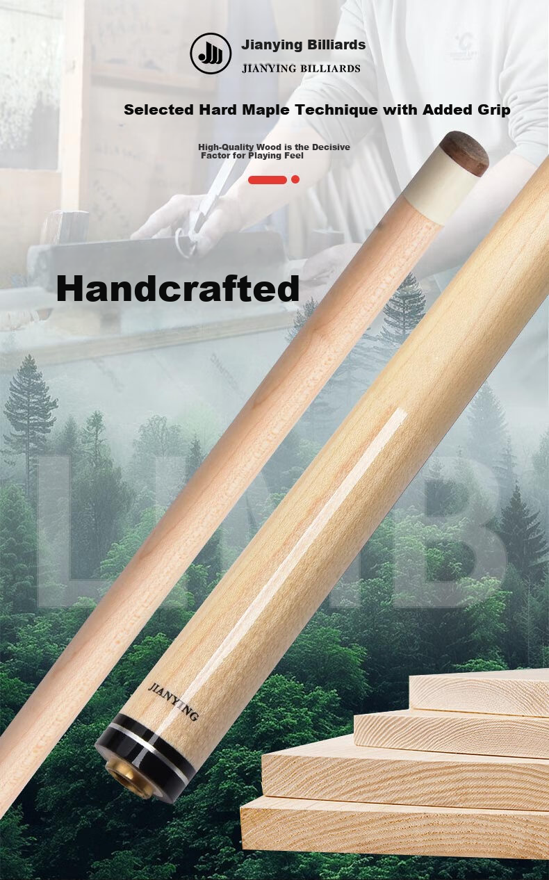 Jianying Billiard Cue Large Tip Chinese Style Black 8 Eight Ball American Leather Handle Nine Ball Cue 1/2 Split Cue Pianist 12.75mm 6