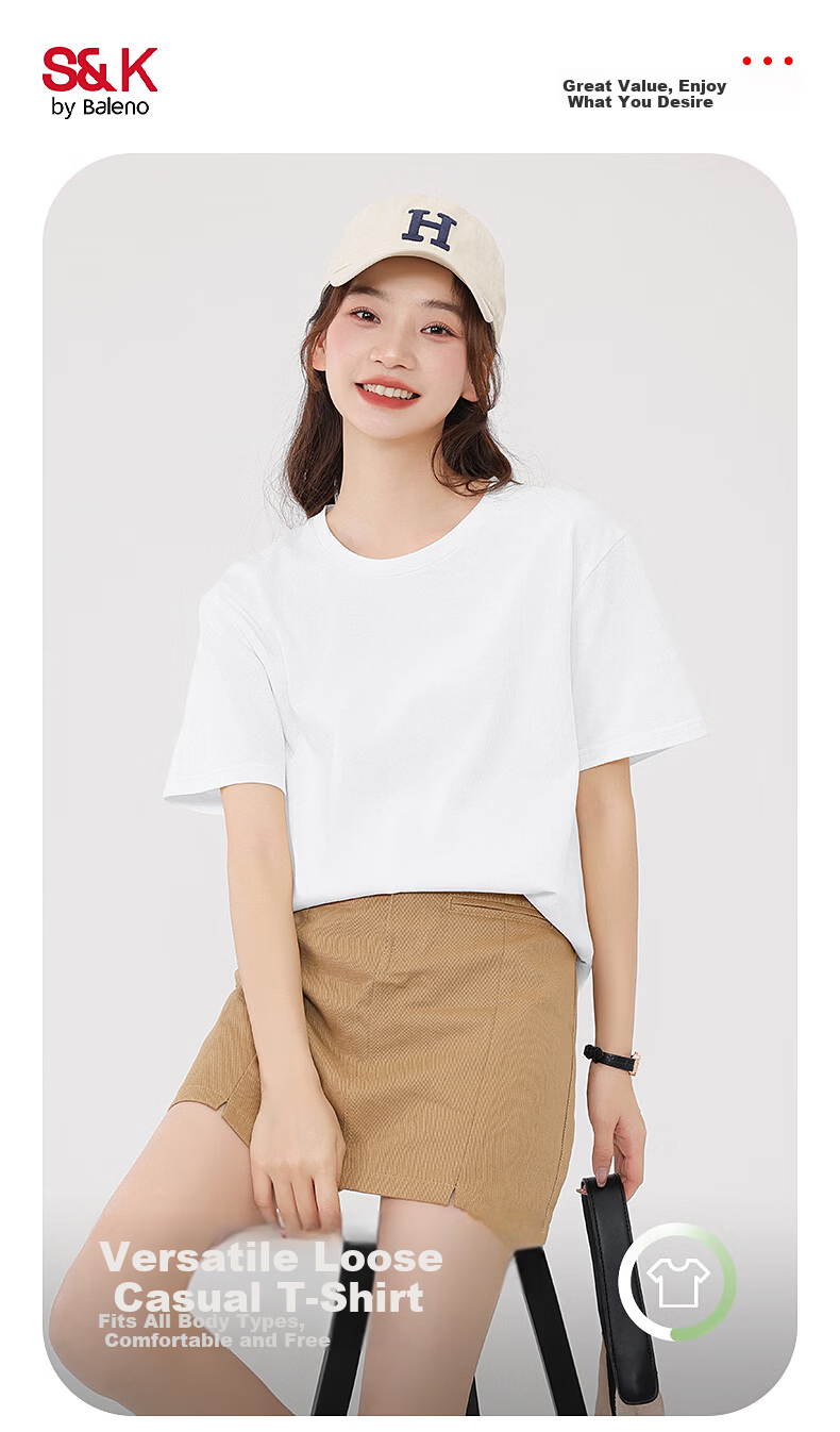 Baleno S&K Pure Cotton Short Sleeve T-Shirt Women 2026 Summer New Green Floral Fresh Loose Casual Half Sleeve 1