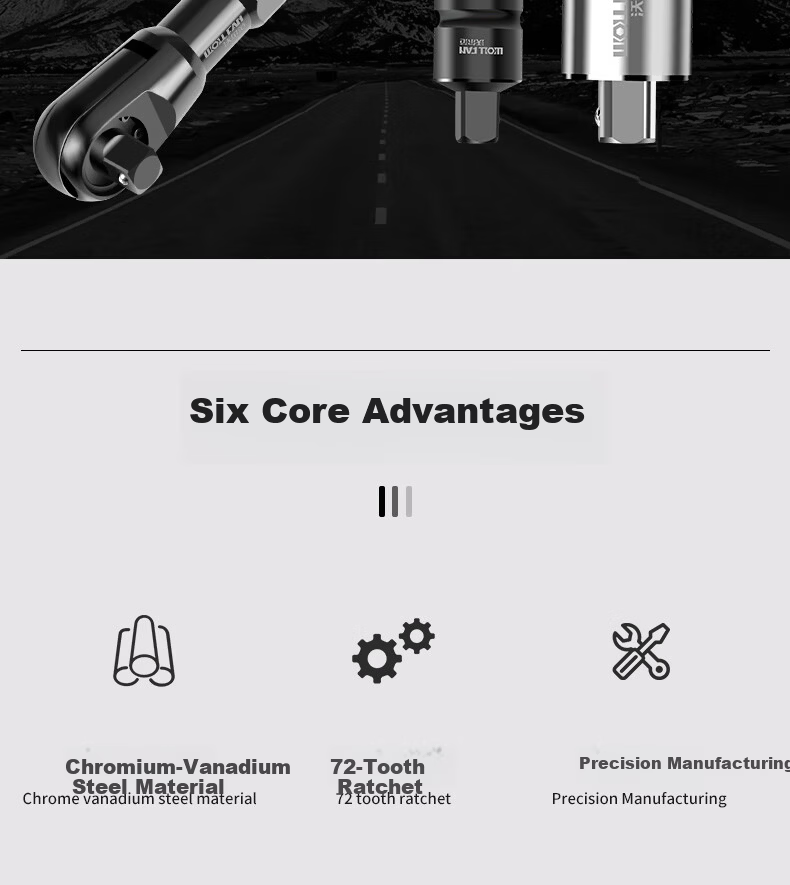 Wolvan 3-in-1 Ratchet Wrench 72-Tooth Industrial Grade 1/2" Dual-Direction Quick Wrench with Extended Handle Labor-Saving 2