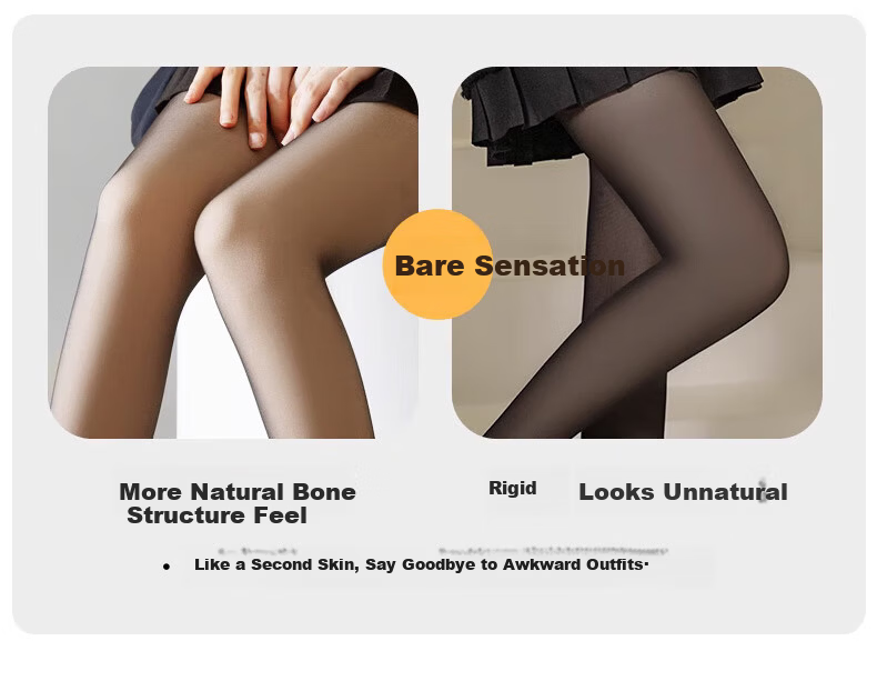 MiiOW Black Sheer Skin-Like Leggings for Women, Fleece-Lined Thickened Warm Tights, Black Pantyhose for Outdoor Wear 9