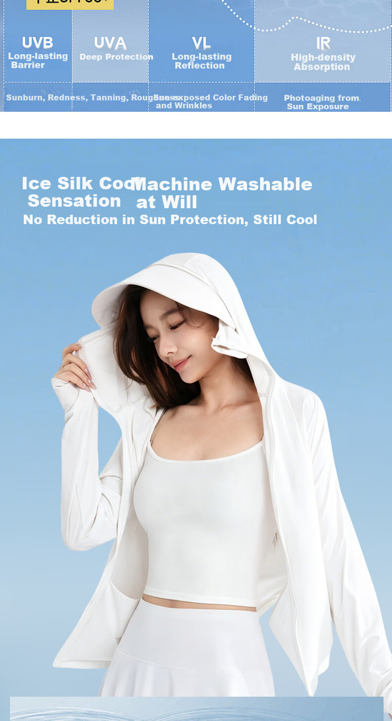 LangSha Women's Sunscreen Jacket Spring Summer Ice Silk Cooling UV Protection Breathable Comfortable Outdoor Skin Jacket 543 4