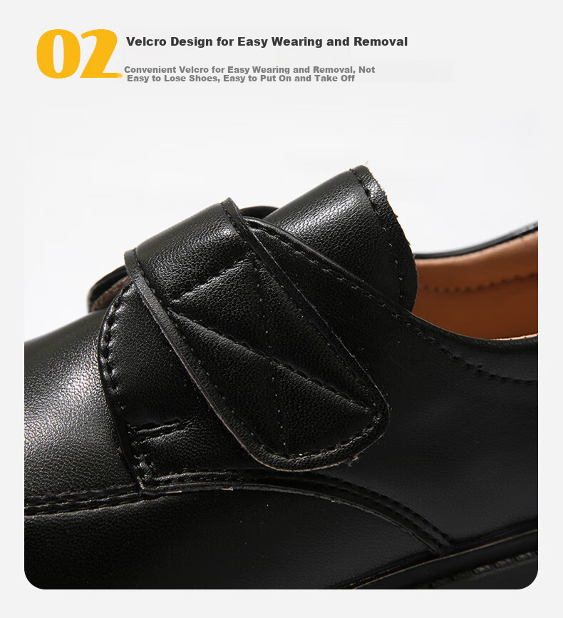 Guniya Children's Leather Shoes, Boys' British Style Performance Shoes, Formal School Etiquette Leather Shoes, Matte British Style, Size 37 7