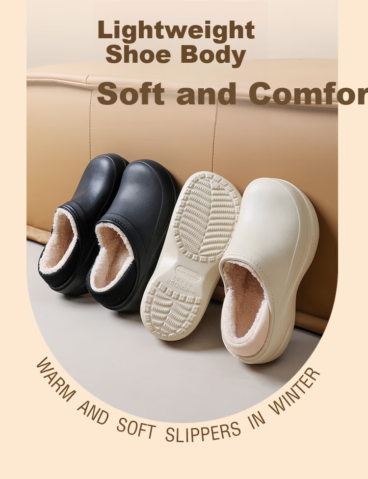 LangSha Autumn Winter New Waterproof Non-Slip Thick Sole Wedge Warm Cotton Shoes for Women Home and Outdoor Pink Size 36-37 3