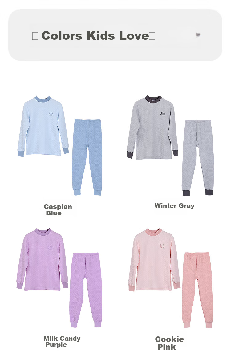 Hodohome Kids Thermal Underwear Girls' Half Turtleneck Pure Cotton Triple-Layer Quilted Thickened Air Layer Autumn Top and Bottom Set 206 Pink Size 130 8