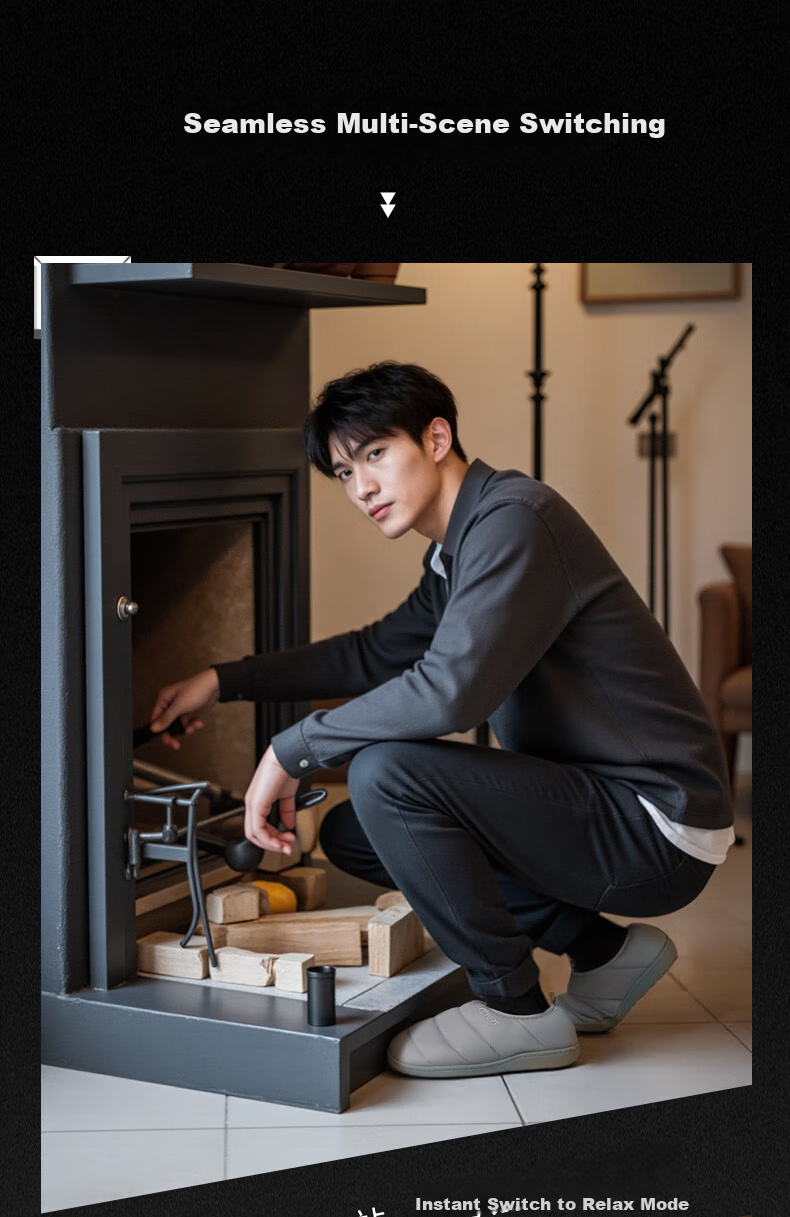JD Jingzao Selected Down Cotton Slippers Home Outdoor Thickened Anti-Cold Indoor Non-Slip Men's Night Black Size 42-43 4