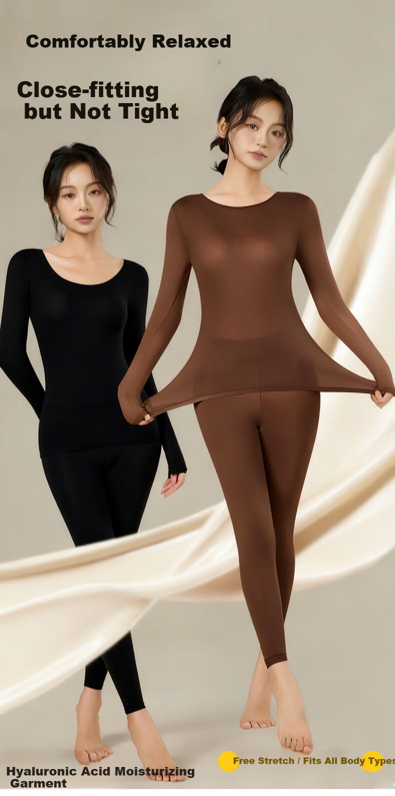 Herbal Original Ultra-Thin Thermal Skin-Enhancing Set Women's Autumn Top and Bottom Hyaluronic Acid Invisible Seamless Warm Versatile Spring New Arrival 1