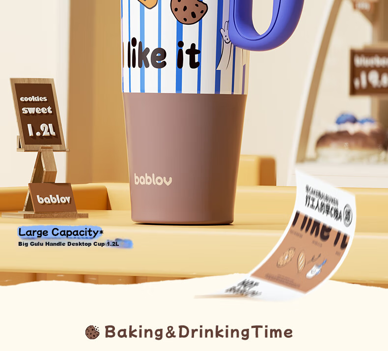 BABLOV Huaban Sen Insulated Water Bottle Large Capacity Ice Mug High-Value Ceramic Coated Liner Straw Cup for Men and Women 2