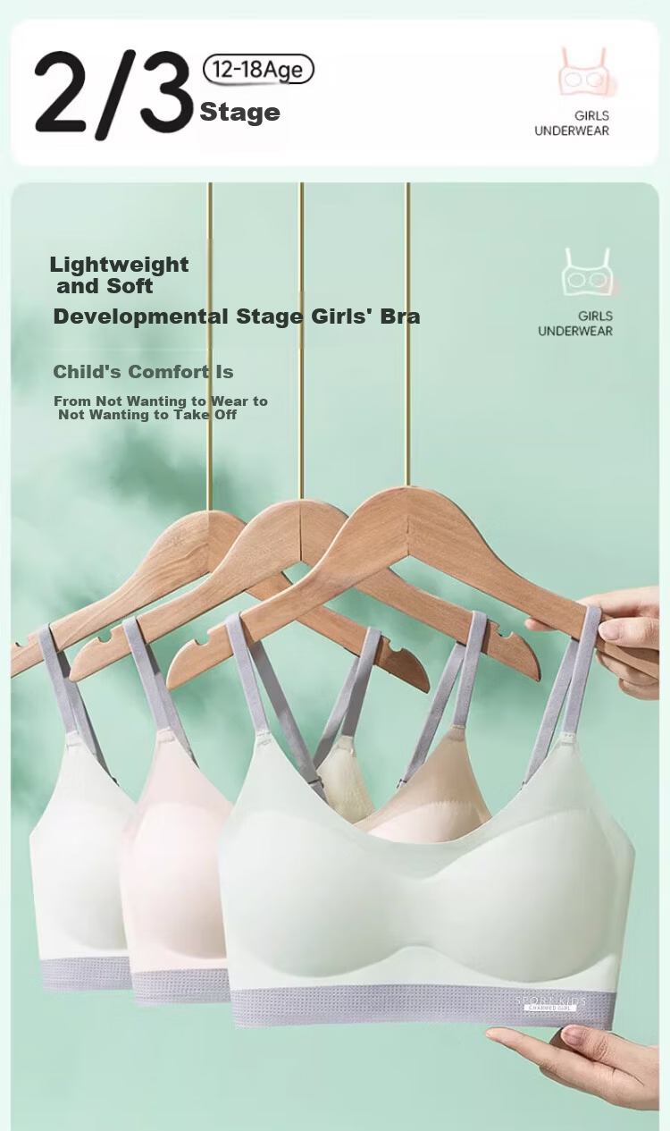 GUJIN 3-Pack Girls' Bras Stage 2 Development Lightweight Sports Wire-Free Seamless Teen Underwear for Middle and High School Students 1
