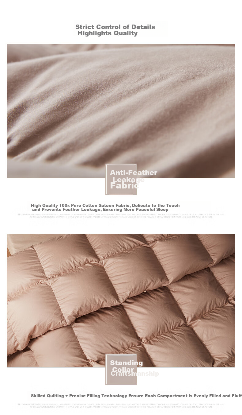 Snowman Thickened Premium 100-Thread Count Satin Imported 95% White Goose Down Quilt Core Winter Duvet 2.0*2.3m Filled with 1300g White Down 19