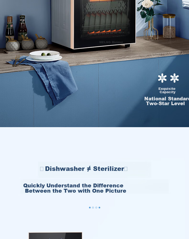 MeiLing 2-Star High-Temperature Household Kitchen Tableware Sterilizer Vertical Tea Cup Bowl Chopsticks 2-Star Sterilization Cabinet ZTD75-108B 4