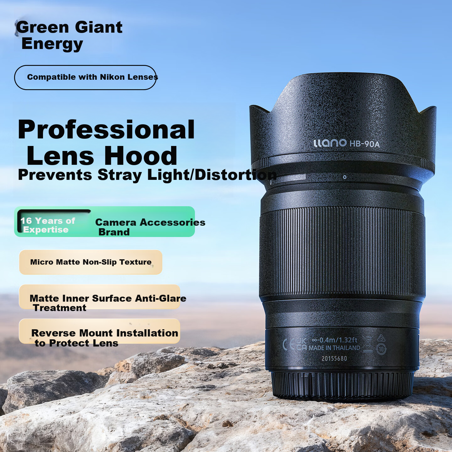 Llano Camera Lens Hood Compatible with Nikon Z 50-250mm/50mm f1.8S Lens for Z50II 2nd Gen Zfc Z30 Z72 Accessories Replacement HB-90A/HB-90