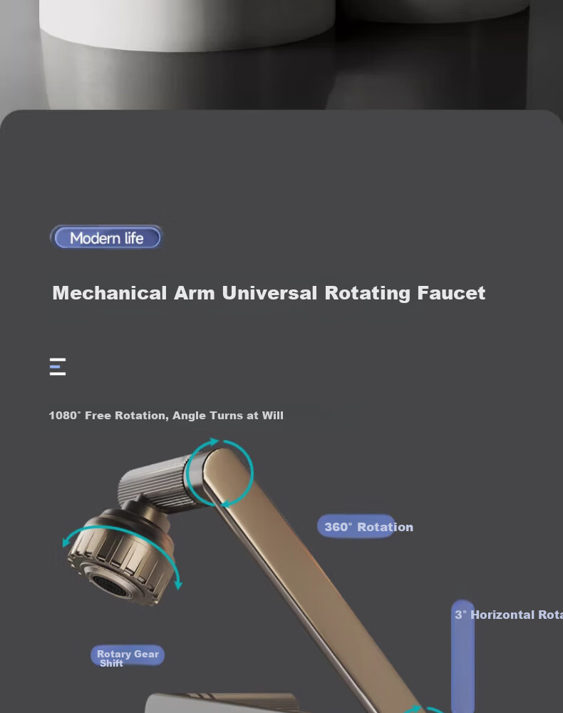 Baihan Faucet Basin Washbasin Faucet Bathroom Hot and Cold Two-in-One Mechanical Arm Basin Faucet 4