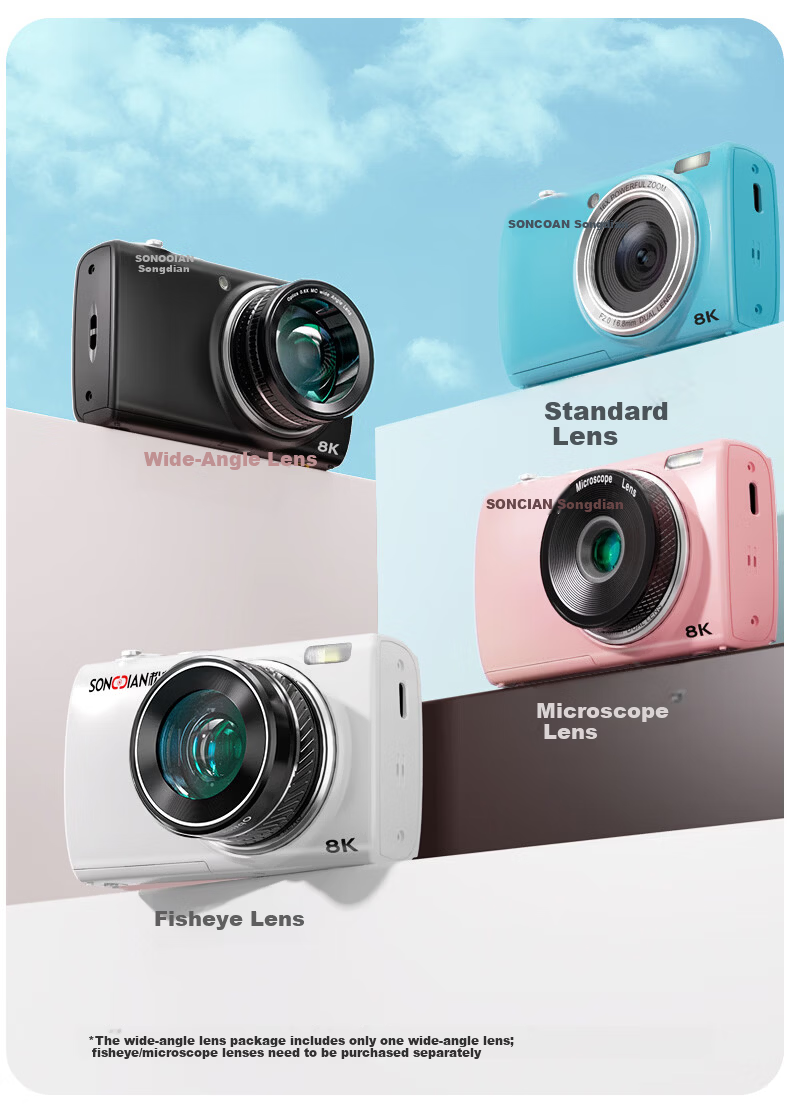 SONGDIAN VE418 Digital Camera HD Large Sensor Vlog Travel Dedicated Full-Color Night Vision Entry-Level CCD Touchscreen Compact Starry Black + 32GB Memory 15
