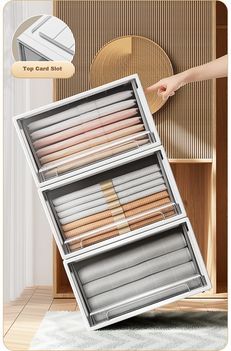 Jiabangshou Storage Box, Drawer-Style Organizer Cabinet, Closet Storage Container, [40*29.5*16.5], Single Unit 9