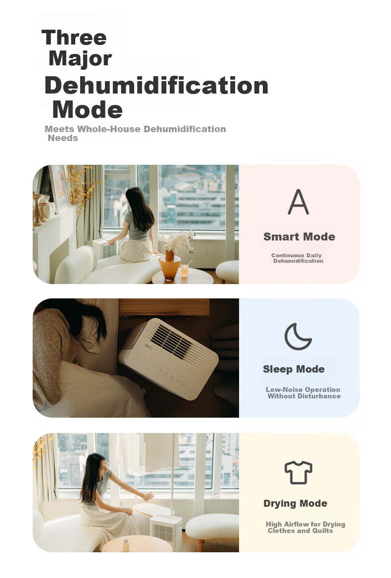 VINO Dehumidifier 16L/Day 32㎡ WiFi Connected Quiet Clothes Drying VD16E-FA5A(WH) 11