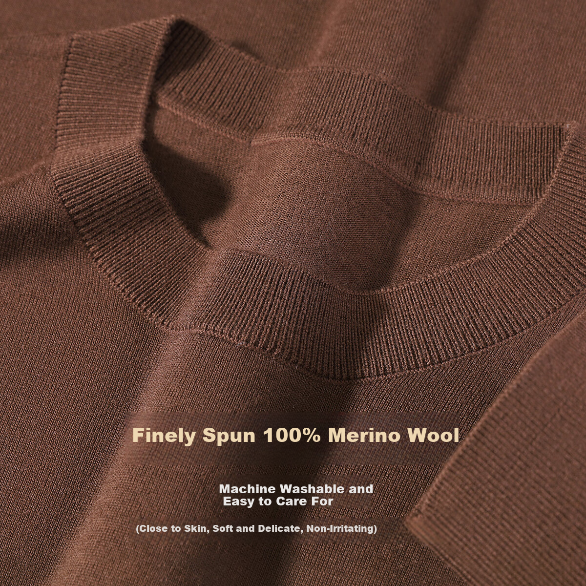 Antonio Men's Autumn Winter Wool Sweater Knitwear Base Layer Machine Washable 100% Fine Wool