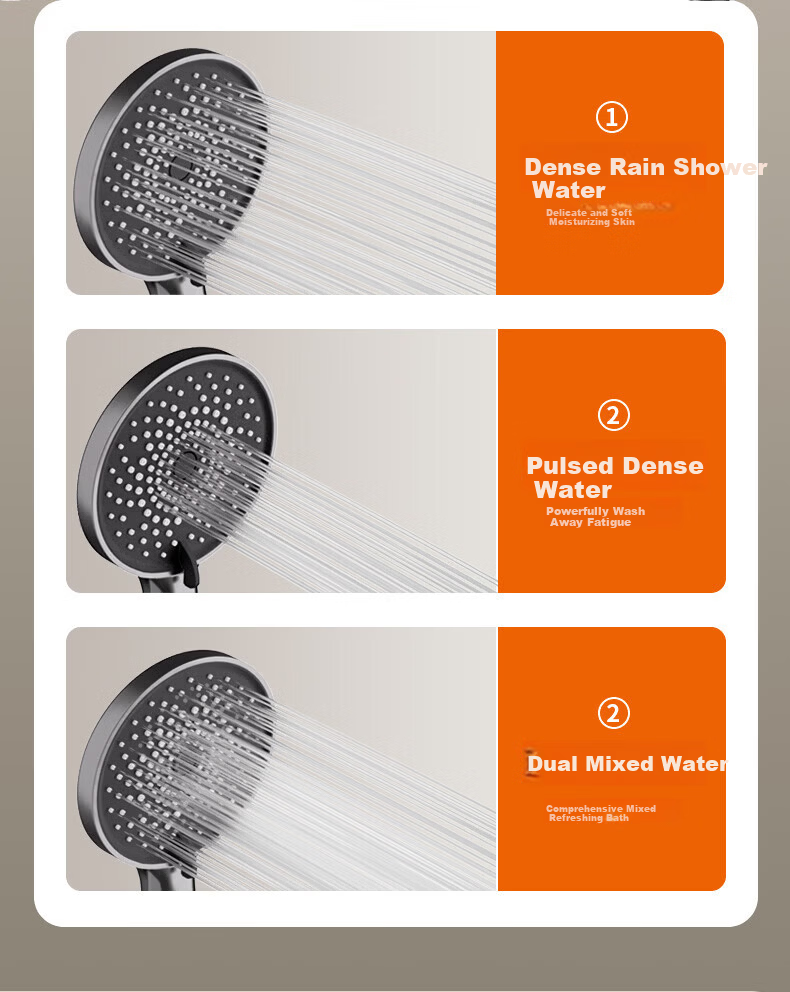 Jingmi Premium Shower Set Brass Body Faucet High-Pressure Shower Head Bathroom Shower System 9