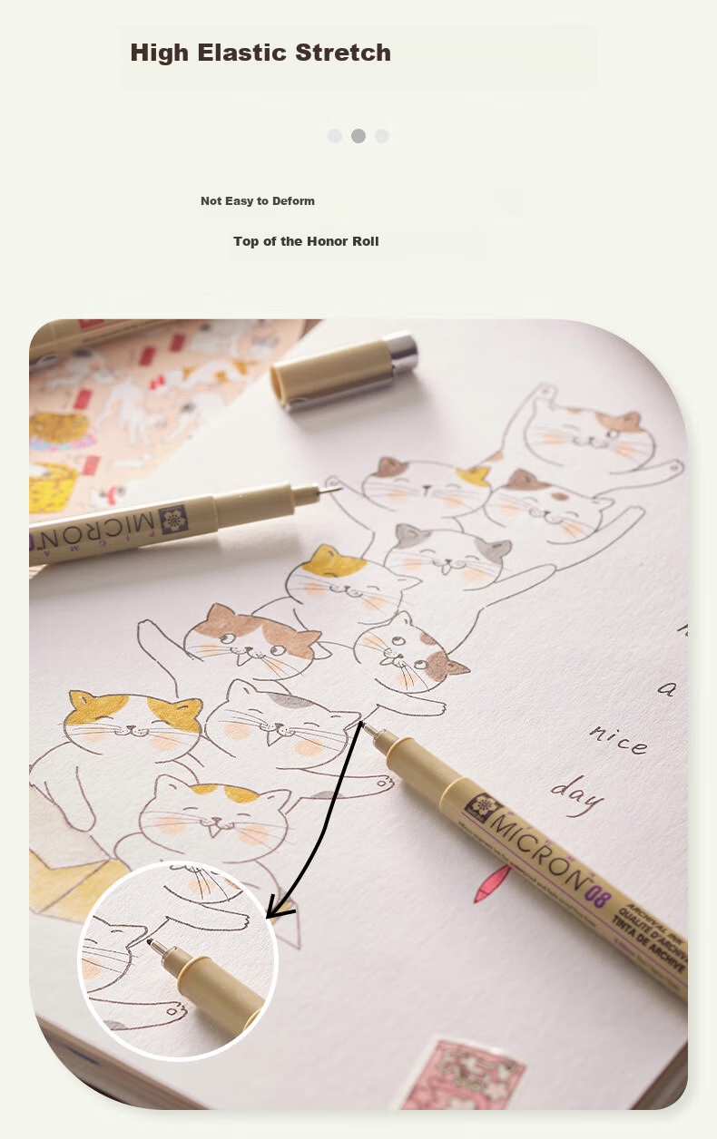 SAKURA PIGMA Pen Cool Maru Needle Tube Pen Outlining Pen 7-Piece Set Japanese Imported Signature Pen Drawing Black Water Pen Student Children's Art Painting Outlining Hand-Drawn Design 5