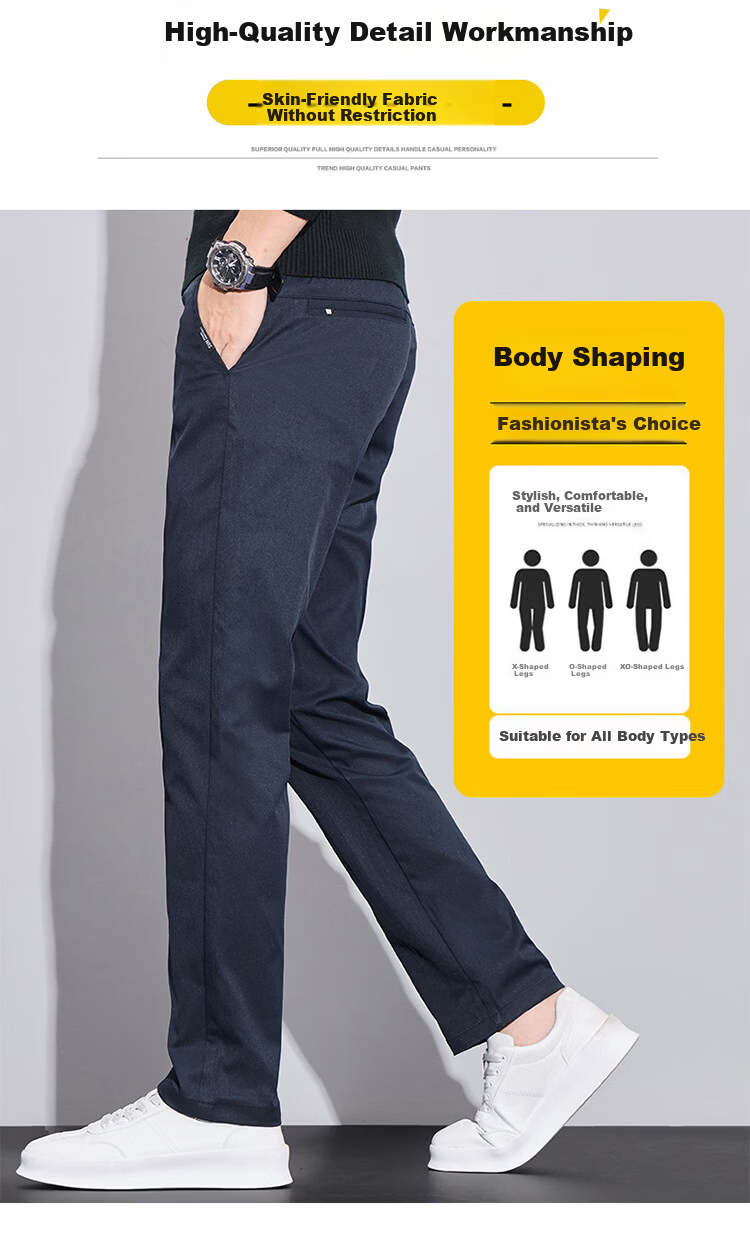 RED DRAGONFLY Men's Casual Business Commuter Loose Straight-Leg Trendy Thick Plus Size Black Pants 34 1